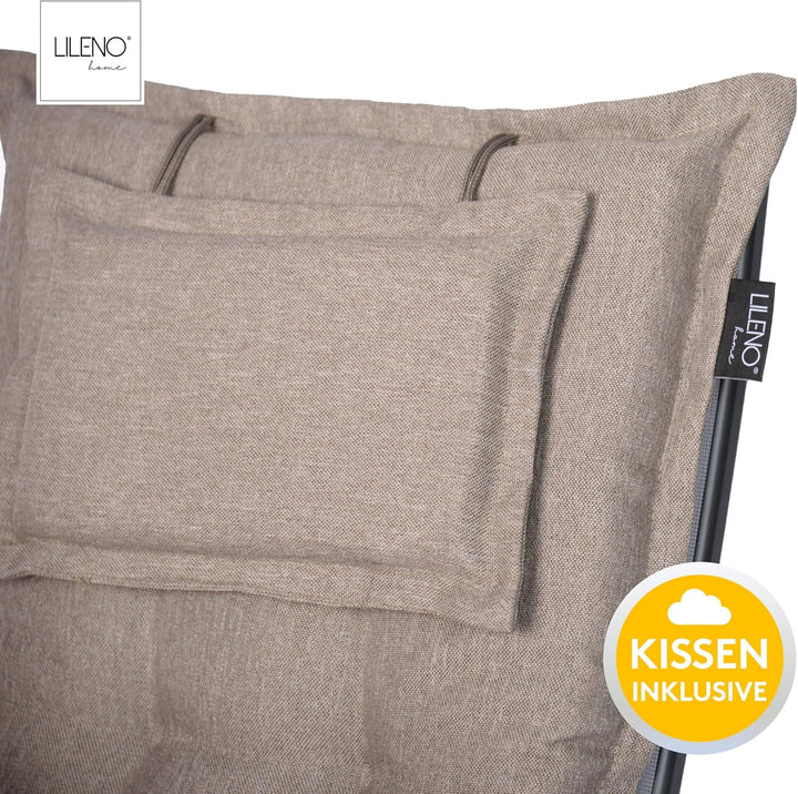 LILENO HOME Gartenstuhl Auflagen als [2er Set - Hochlehner] in Taupe Y - Bequeme Liegen als Sitzaufl