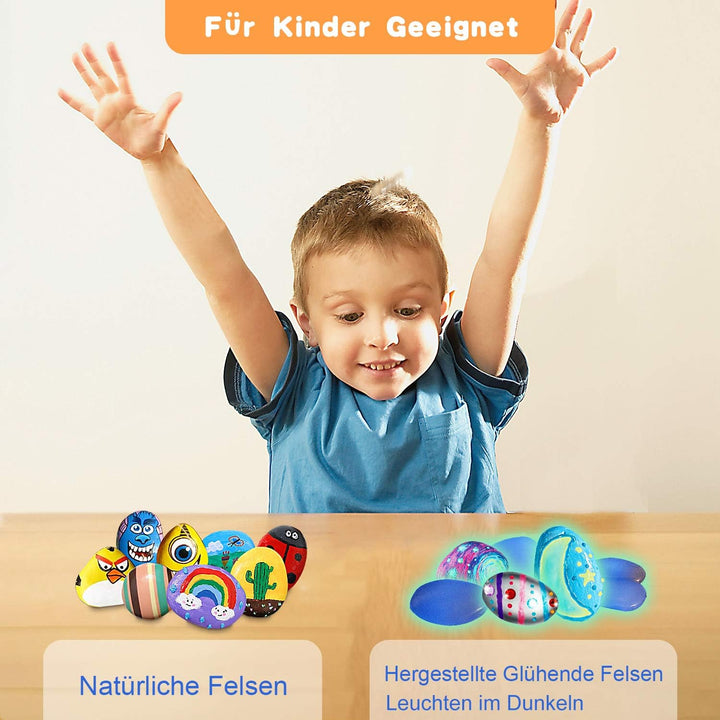 Lekebaby Steine Bemalen Set, Bastelset Für Kinder, Kreatives Malset Geschenk Spielzeug für Mädchen J