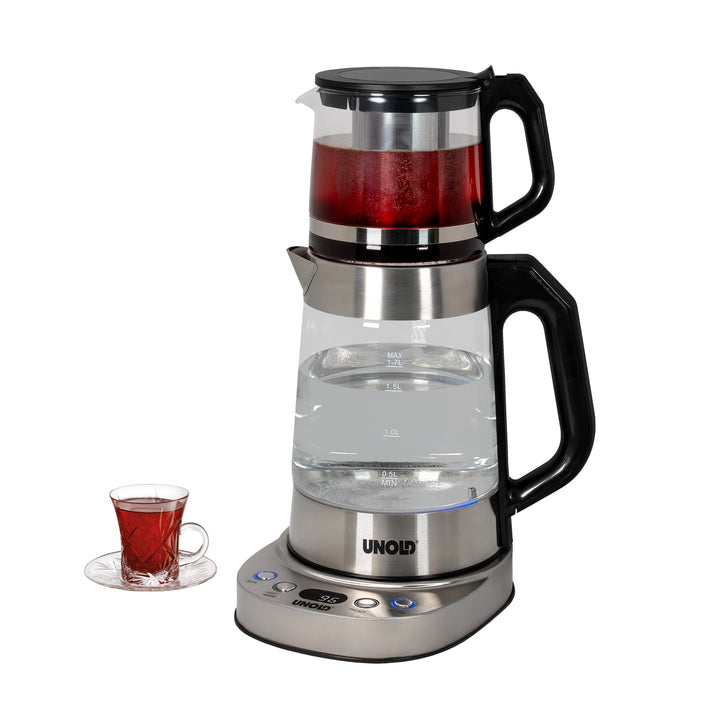 Unold Samowar Selin 18215 Samowar 2-in-1 Teekocher & Wasserkocher 1,7L + 1,0L Teekanne Borosilikatgl