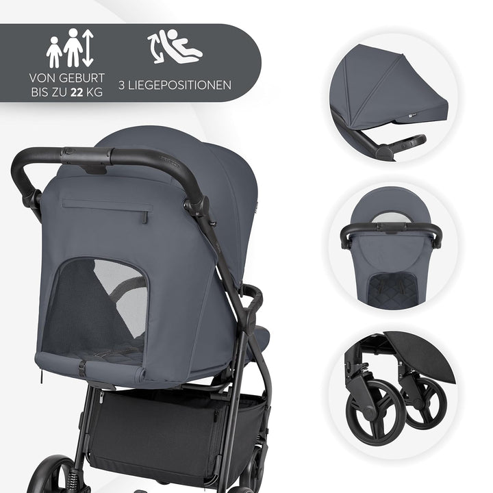 KikkaBoo Reisebuggy Kinderwagen URBAN, Buggy mit Liegefunktion ab Geburt bis 22 kg, Klein Zusammenkl