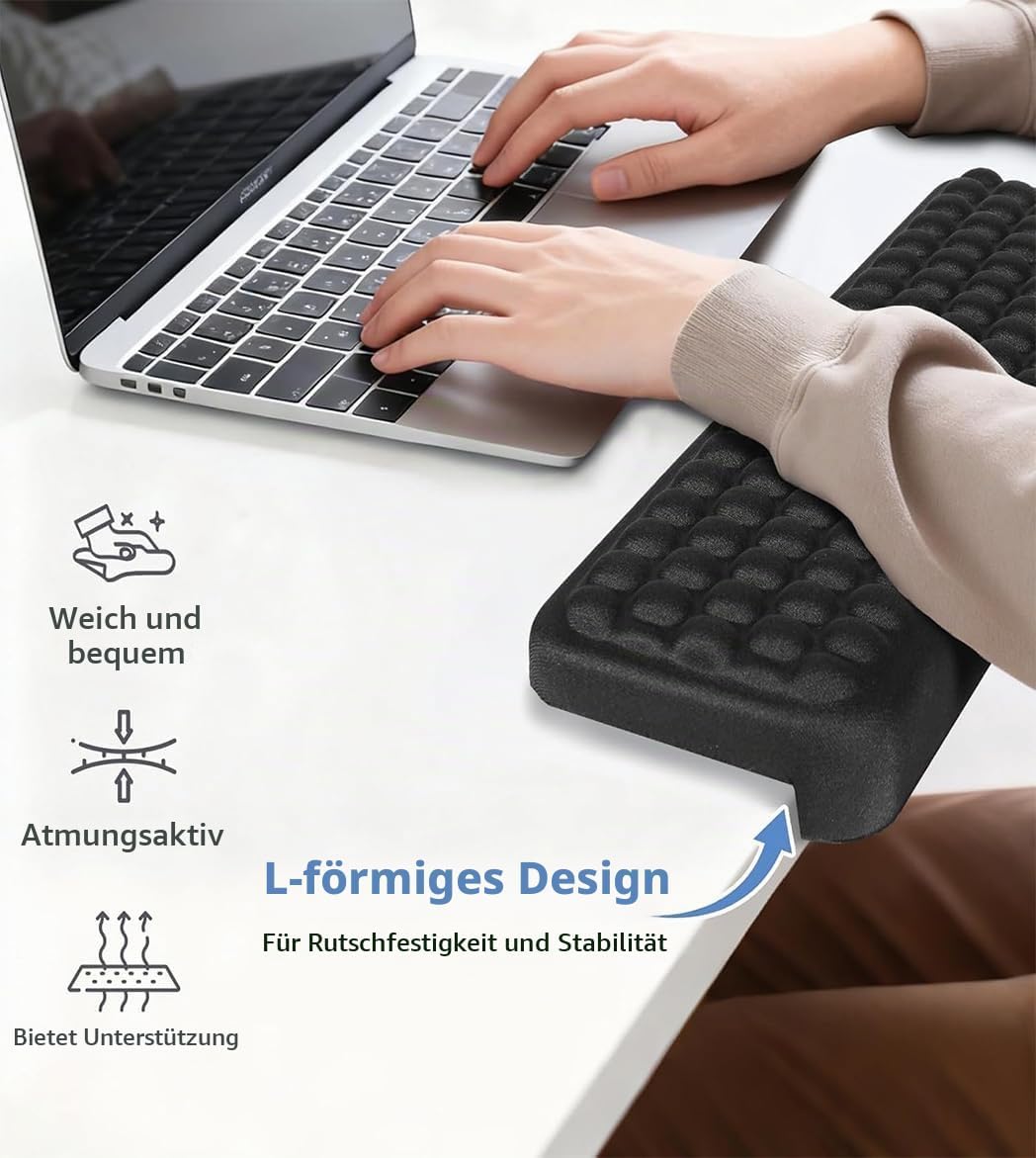 L-Förmige Handballenauflage Tastatur, 2 Stück Wrist Rest Memory Foam Rutschfeste Ergonomisches Handa