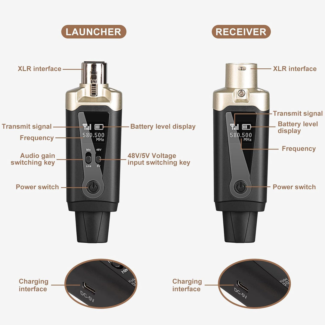 Depusheng T9 Drahtloses Mikrofon XLR Sender und XLR Empfänger Drahtloses System für dynamische und K