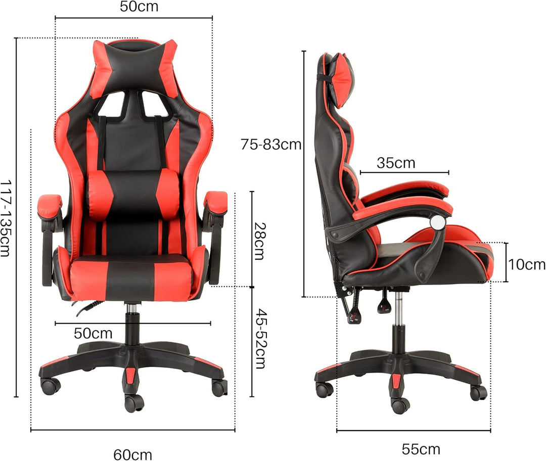 Baroni Home Gaming-Stuhl, ergonomischer Bürostuhl, gepolstert Gaming Sessel mit bequemer, Verstellba