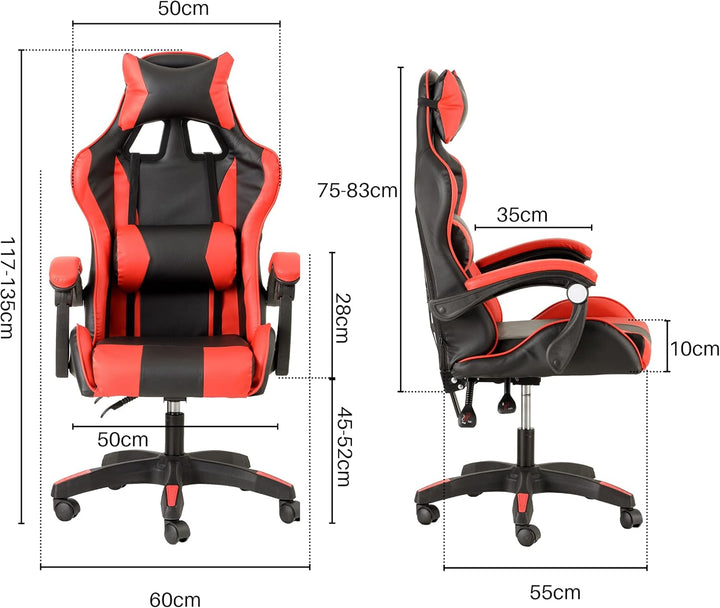 Baroni Home Gaming-Stuhl, ergonomischer Bürostuhl, gepolstert Gaming Sessel mit bequemer, Verstellba
