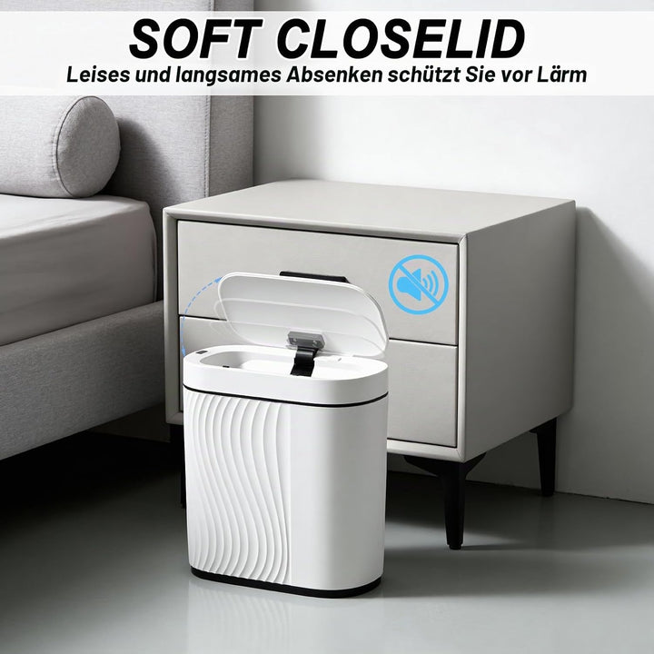 Automatischer Badezimmer Mülleimer mit Sensor, 8L Schlanker Elektrischer Abfalleimer mit Soft-Close