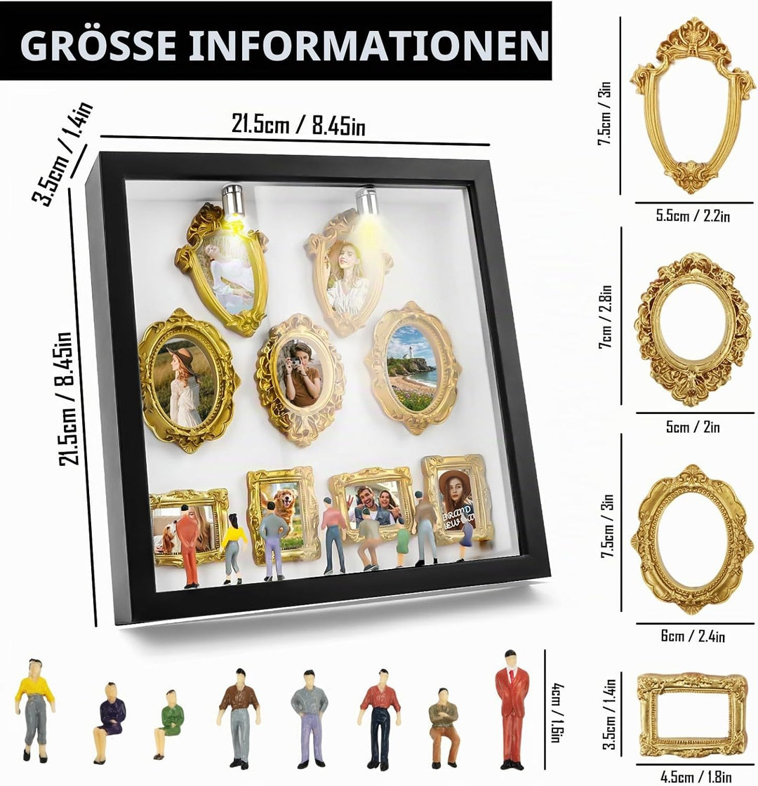 DIY Mini Gold Rahmen Silhouette Box, Upgrade Shadow Box Rahmen Set mit Gold Miniatur Museum, Feiern