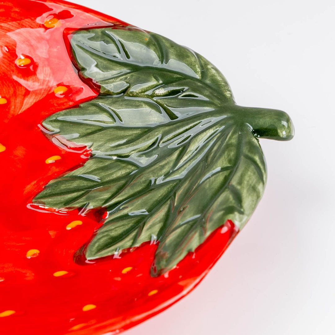 levandeo Teller Erdbeere Keramik 26cm Erdbeerschale Sommer Obst Dekoschale Tischdeko Servierschale A