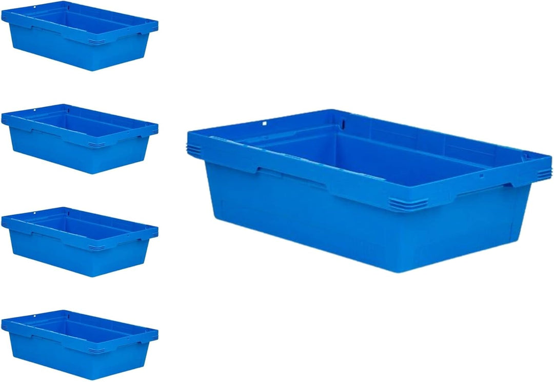PROREGAL SuperSparSet 5x Conical Mehrweg-Stapelbehälter Blau | HxBxT 17,5x40x60cm | 29 Liter | Lager
