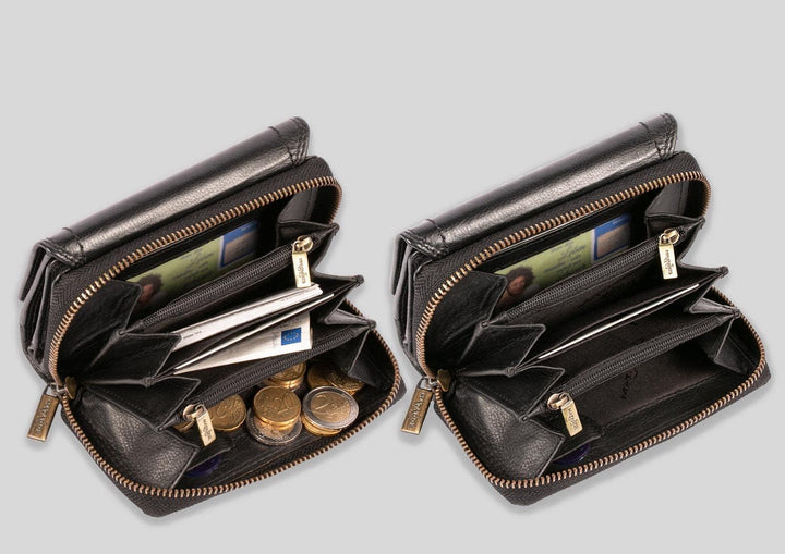 MATADOR Damen Leder Geldbörse TüV geprüfter RFID & NFC Schutz Frauen Portemonnaie Ladies Wallet Blac
