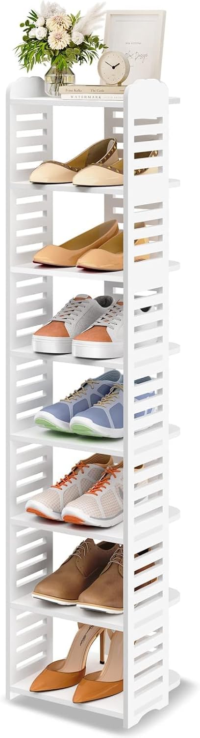 Dripex Schuhregal Schmal Weiss, Verstellbarer, Multifunktional, Standregal Schuhständer für Flur Ein