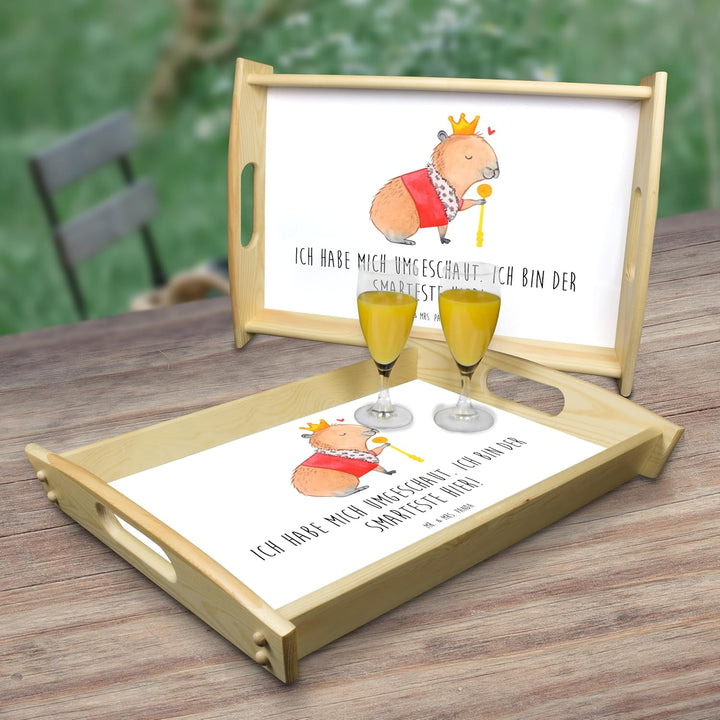 Mr. & Mrs. Panda Holz serviertablett Capybara König - Geschenk, Servier Tablett, Sofa, für Bett, Hol