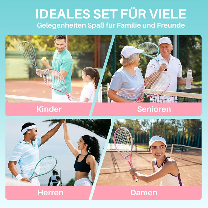HIRALIY Tennisschläger-Set für Erwachsene, 68,6 cm, vorbespannte Tennisschläger für 2 Spieler, 2 Ove