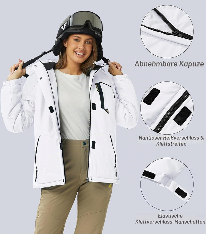 MAGCOMSEN Winterjacke Damen Softshell Funktionsjacke Wasserabweisende Outdoor Ski Jacke Fleece Windd