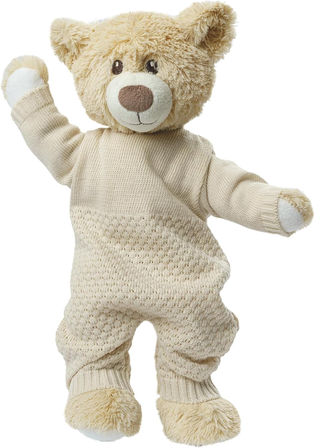 Heless 1480 - Puppenkleidung aus 100 Prozent Bio-Baumwolle, Strickstrampler in Ecru für Puppen und K
