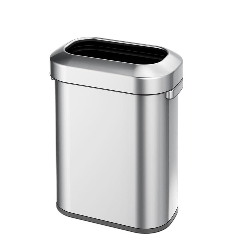 PROREGAL Stilvoller ovaler offener Abfallsammler aus gebürstetem Edelstahl | 60 Liter, HxBxT 65x46,2