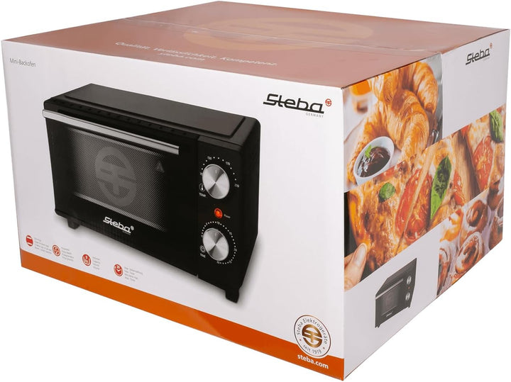 Steba KB M9 Mini Backofen, 9 Liter | Ober- und Unterhitze, Pizzatiefe bis Ø 22 cm, 2 Einschubebenen