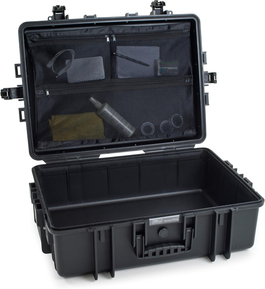 B&W - praktische Netz-Deckeltasche für unsere Robusten Outdoor Transportkoffer - Typ 6500 und 6800