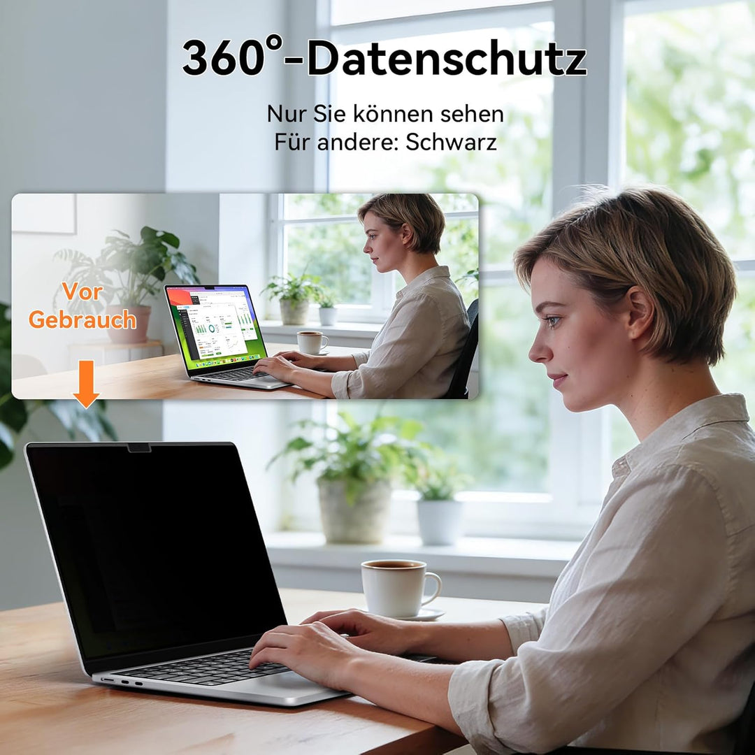 Mamol 360° Magnetischer Blickschutzfilter für MacBook Air 13.6 Zoll 2022-2026 (M2/M3/M4/M5 Chip), 4-