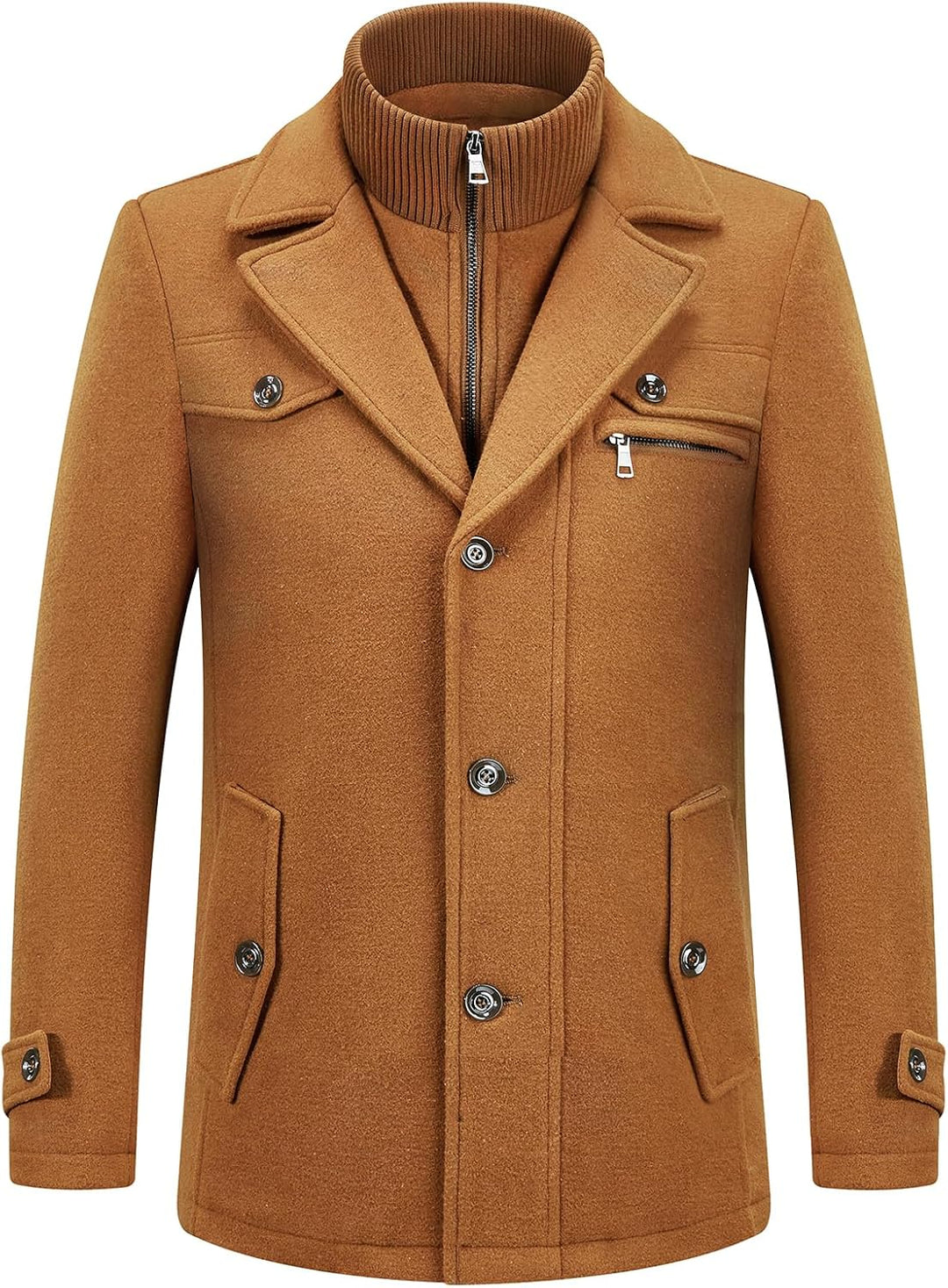 KUDORO Herren Wintermantel Wolle Kurzmantel Herren Wollmantel Mittellang Slim Fit für Business Freiz