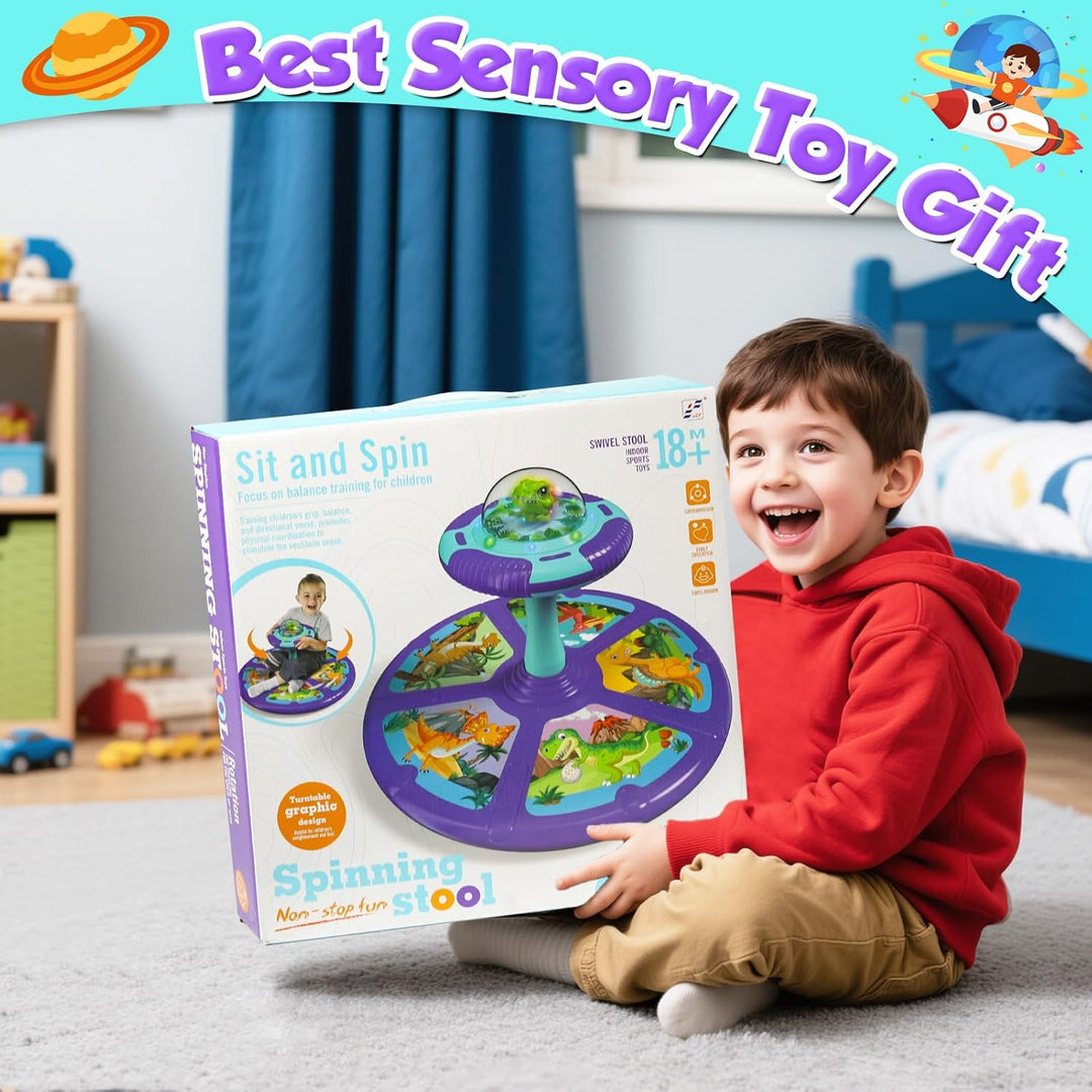 Wdmiya Weltraum Karussell Drehstuhl für Kinder, 360°Sensorischer Drehstuhl mit LED-Beleuchtung und M