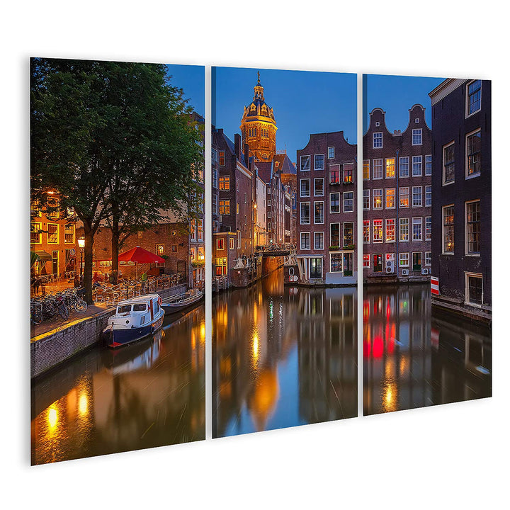 islandburner Bild auf Leinwand Nachtansicht Der Nicolaaskerk In Amsterdam Bilder Wandbilder Poster L