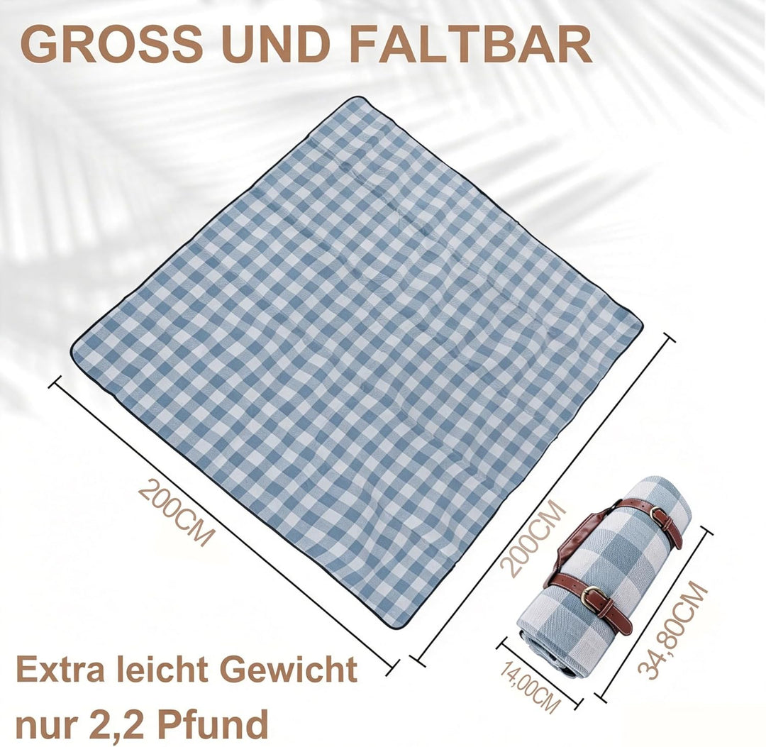 200x200cm grosse Picknickdecke für Draussen, wasserdicht,Sandabweisend,Tragbar, Strandmatte,Extra Gr