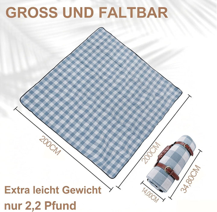200x200cm grosse Picknickdecke für Draussen, wasserdicht,Sandabweisend,Tragbar, Strandmatte,Extra Gr
