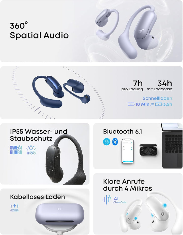 soundcore AeroFit 2 Pro by Anker, erste Kopfhörer mit 2 Tragemodi, 2-in-1 Open-Ear Kopfhörer &amp; Semi-
