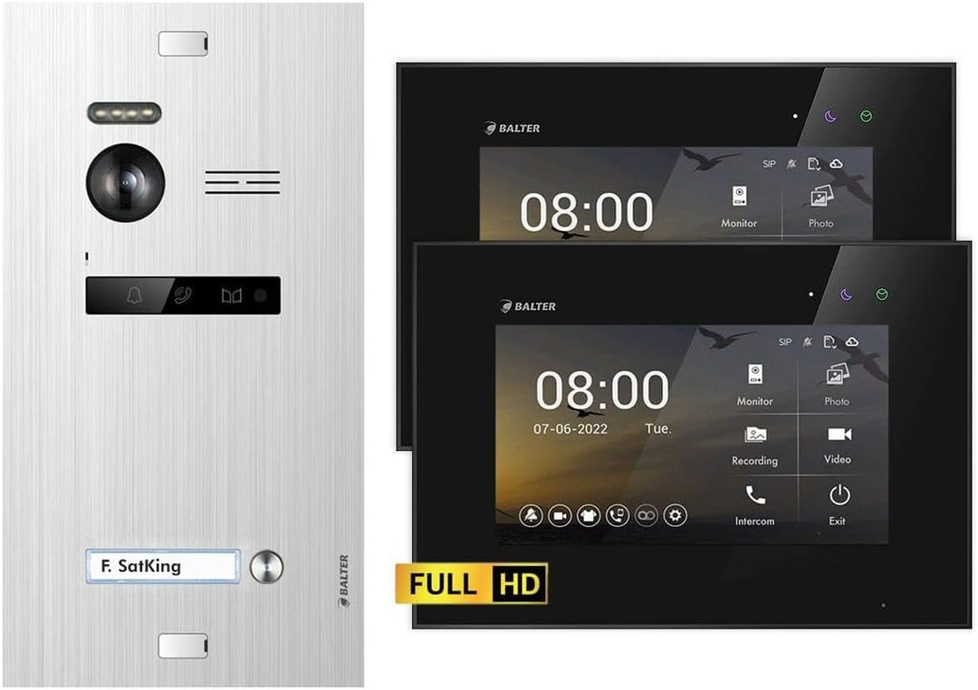 Nonic Balter EVO HD Silber/Schwarz Video Türsprechanlage Set für 1 Familienhaus (1x Türstation mit F