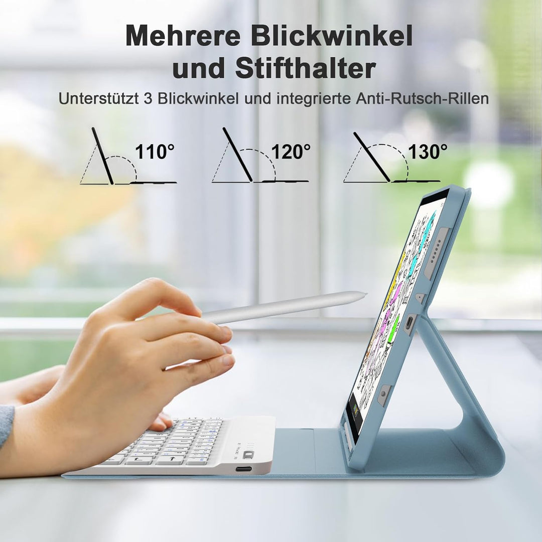 IVEOPPE Hülle mit Tastatur für Samsung Galaxy Tab A11 8.7 Zoll, Deutsches QWERTZ Keyboard, Magnetisc