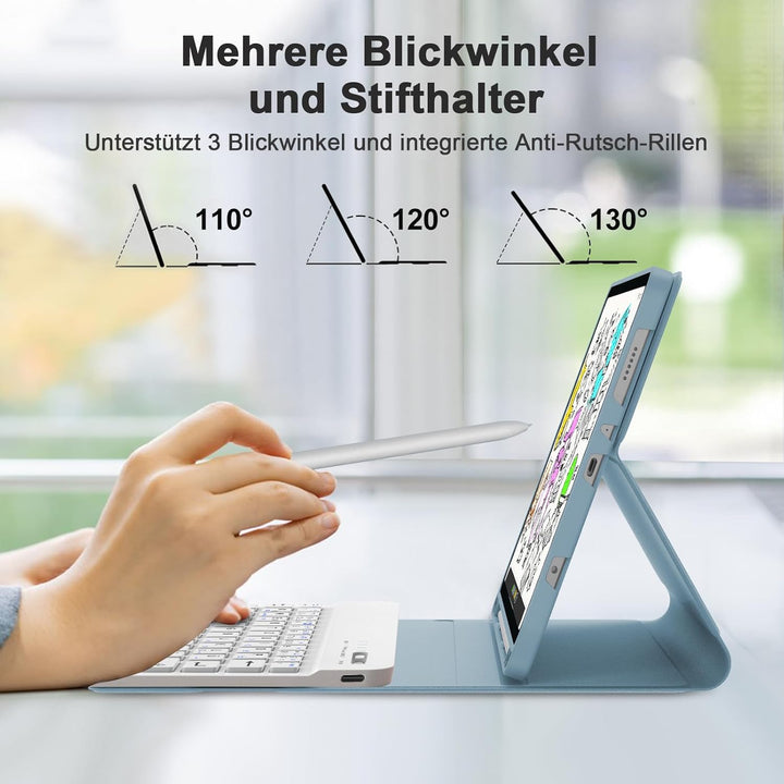 IVEOPPE Hülle mit Tastatur für Samsung Galaxy Tab A11 8.7 Zoll, Deutsches QWERTZ Keyboard, Magnetisc
