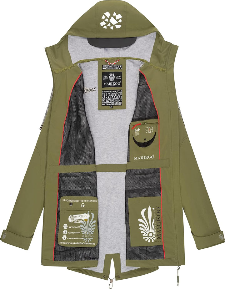 MARIKOO Damen wasserdichter Softshellmantel Softshelljacke Outdoorjacke Übergangsjacke Parka Kapuze
