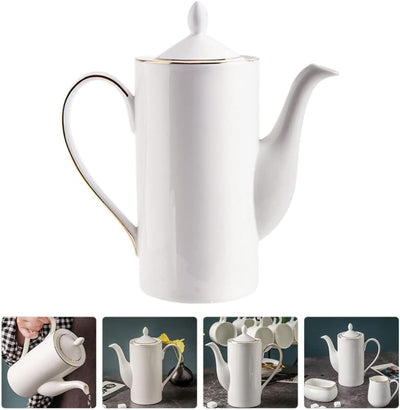 Cabilock Kaffeekanne Porzellan Weiss Teekanne Porzellan Keramik Teekessel Teapot Kaffeetopf Milch To