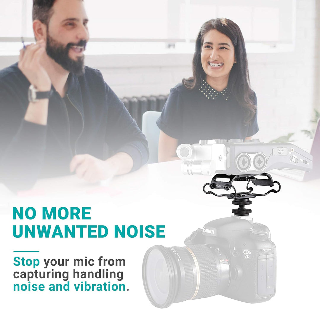 Movo SMM5-B Universal-Mikrofon und tragbare Recorder-Stossdämpferhalterung – passend für Zoom H1n, H