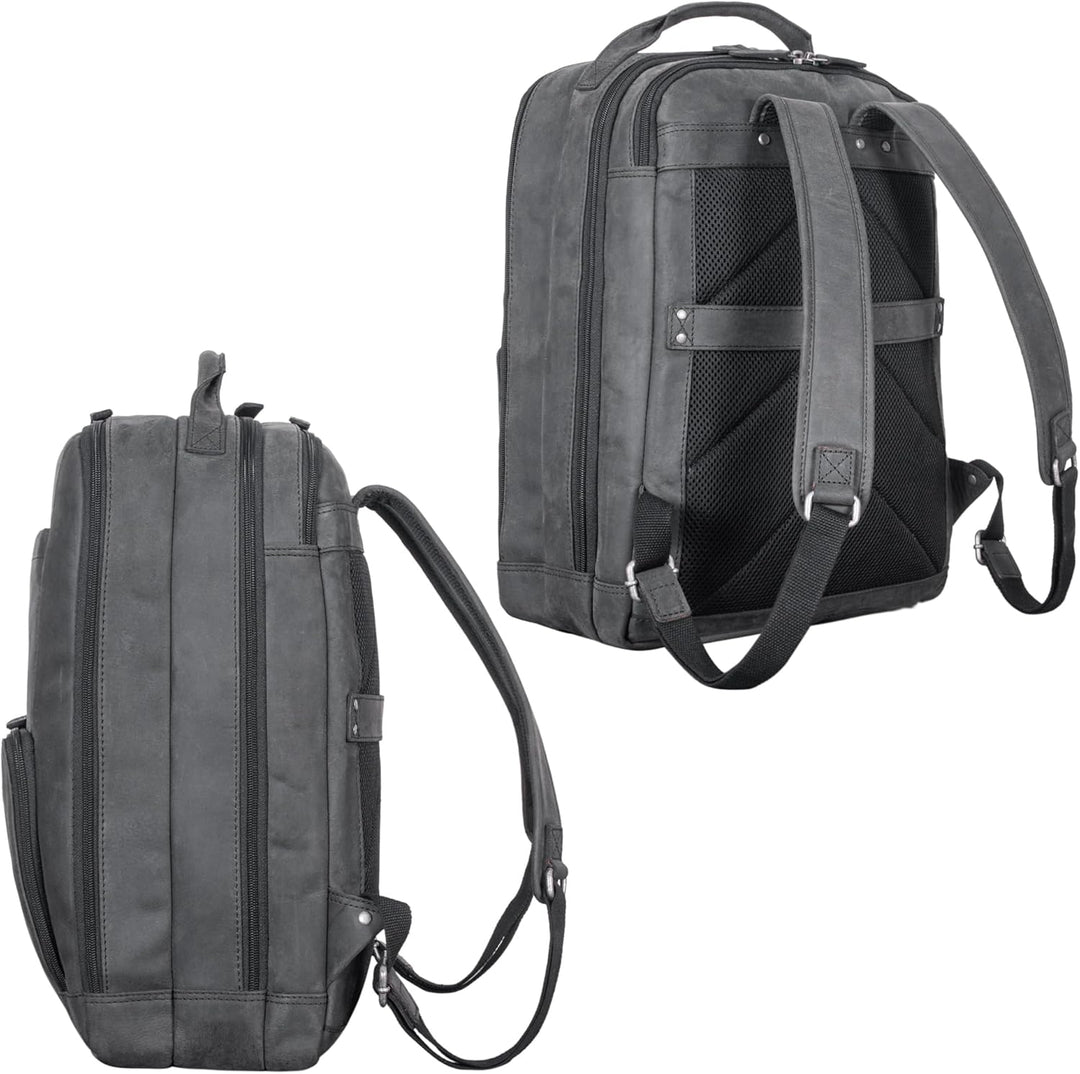 STILORD XL Herren-Businessrucksack aus Leder anthrazit - 15-17 Zoll grosser Arbeitsrucksack - Männer