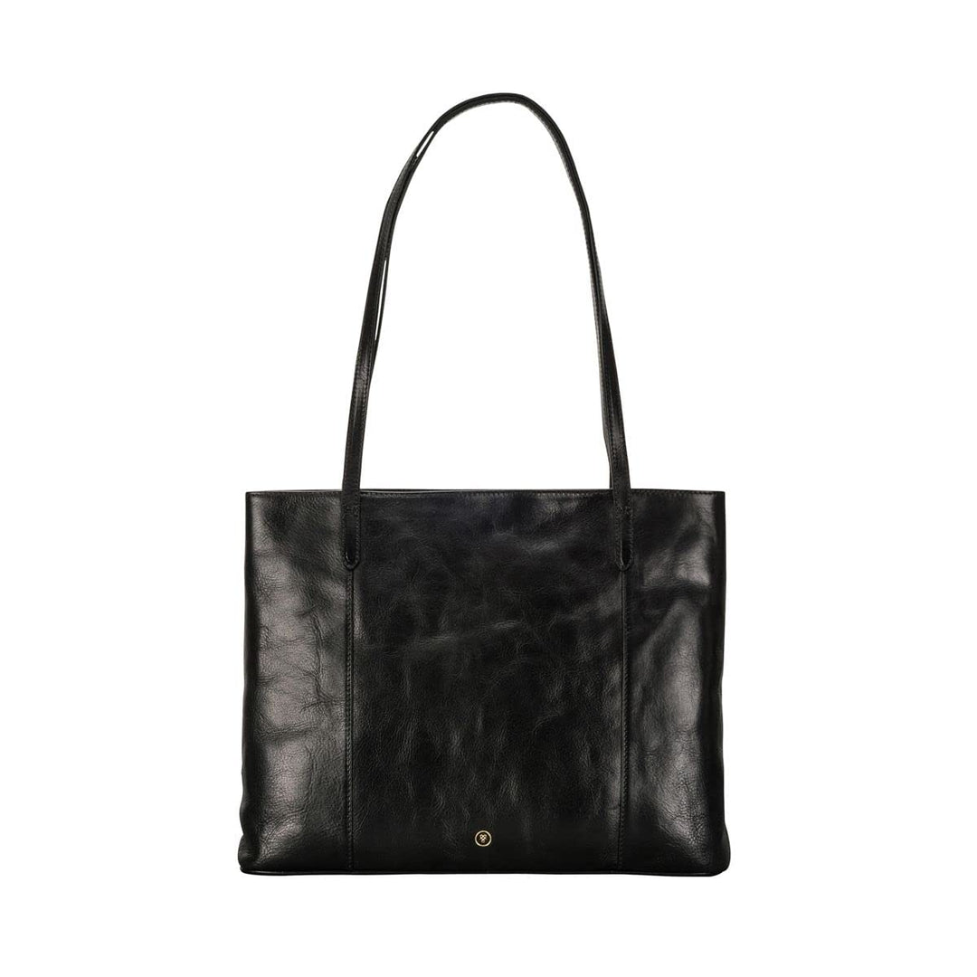 Maxwell Scott Italienischer Damen Leder Shopper Athenea in Schwarz, Schwarz