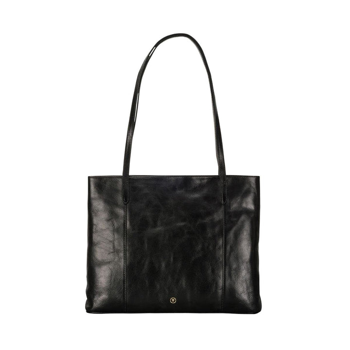 Maxwell Scott Italienischer Damen Leder Shopper Athenea in Schwarz, Schwarz