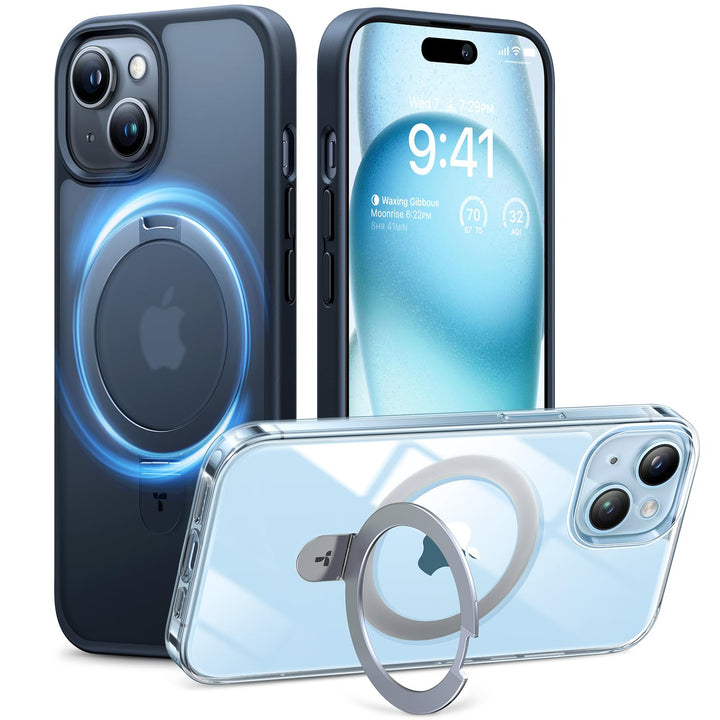 TORRAS Ostand All-in-One für iPhone 15 Hülle für MagSafe (Nr.1 Magnetkraft, Unsichtbarer Ständer, Mi
