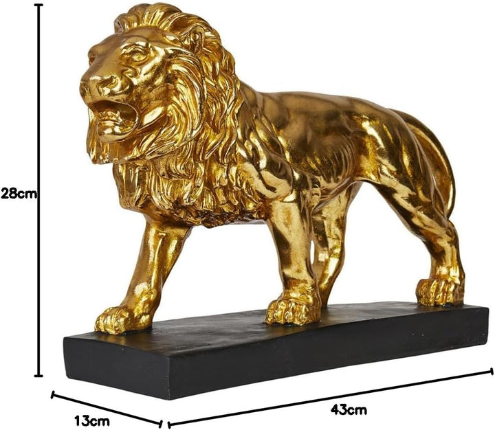 Hansmeier® Deko Skulptur Löwe | Gold | Für Aussen und Innen | 43 x 28 x 13 cm | Deko Statue Flur