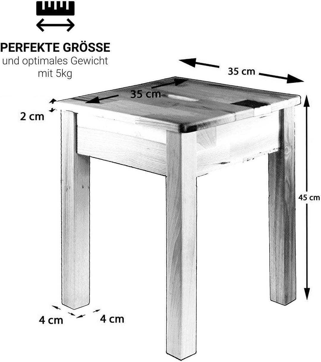 Staboos 2er Set Buche Sitzhocker Holz - Massiv Holzhocker bis 150 kg - Kernbuche Holz Hocker Doc mit