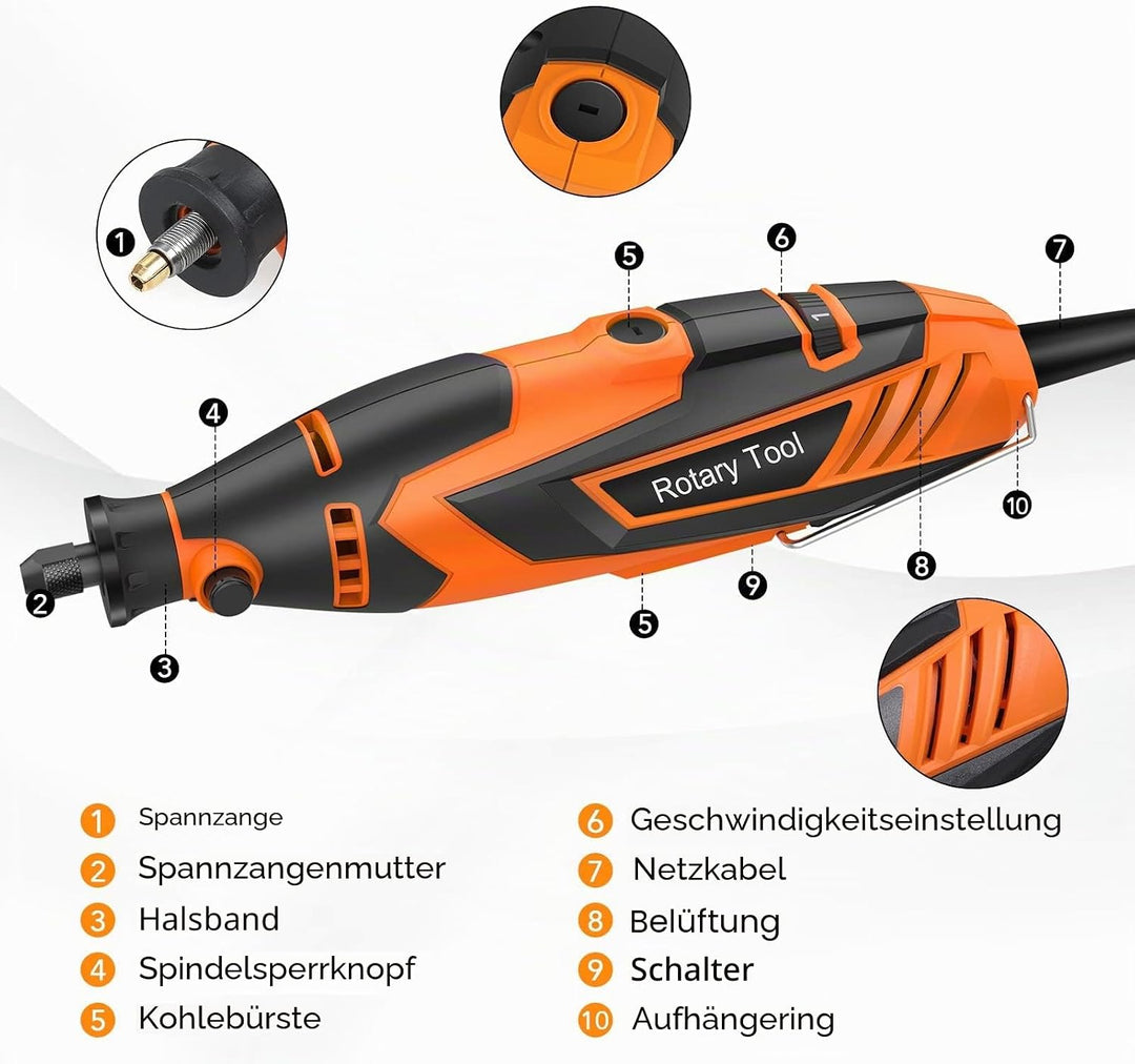 Vastar Multifunktionswerkzeug Drehwerkzeug, 6-fache Drehzahlverstellung, speed 8.000-35.000 U/min,mi