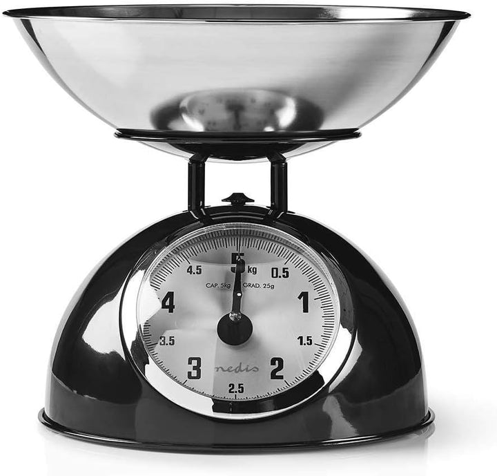 Nedis KASC110RD Küchenwaage - Analog - 5 kg Kapazität - Edelstahl - Glänzendes Design - Analog Küche