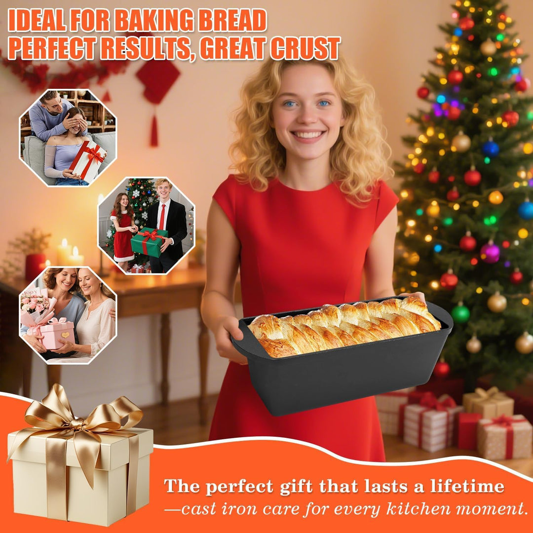 GFTIME Gusseisen Topf 36cm Brot Backen, Brotbackform mit Deckel - Robuste Brotbackform mit Deckel -