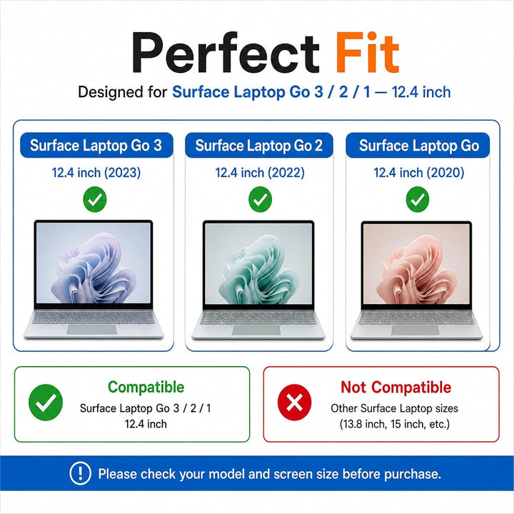 MEGOO Gehärtetem Glas Displayschutzfolie für Microsoft Surface Laptop Go 3/2/1 12.4", 9H Härte, Anti