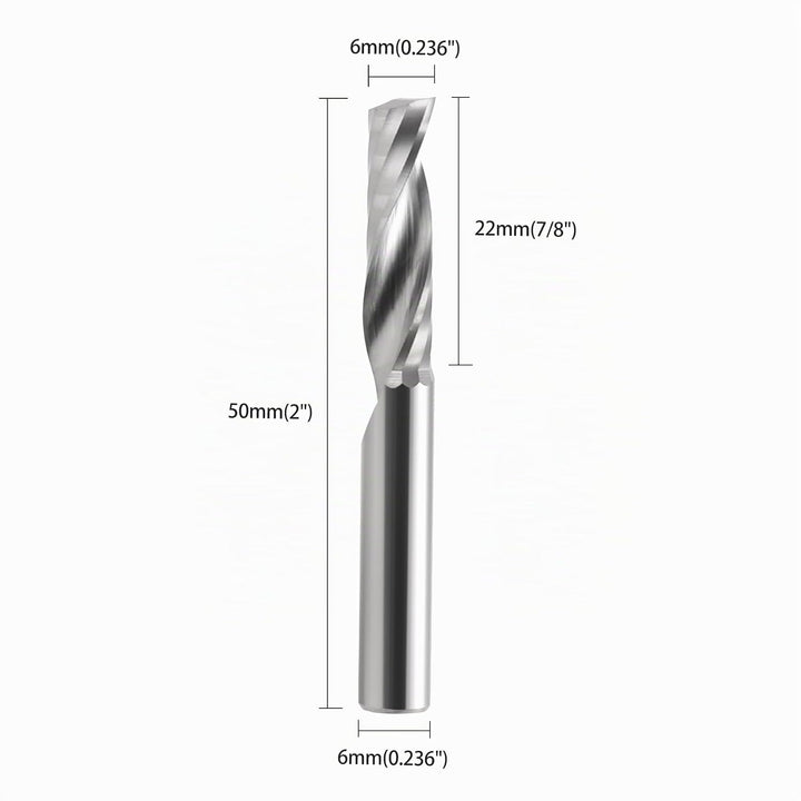 Fräser,CNC Fräse,Schaftfräser,Holz Fräser,CNC fräser,VHM Einschneidiger Fräser mit 6mm Schaft x 22mm