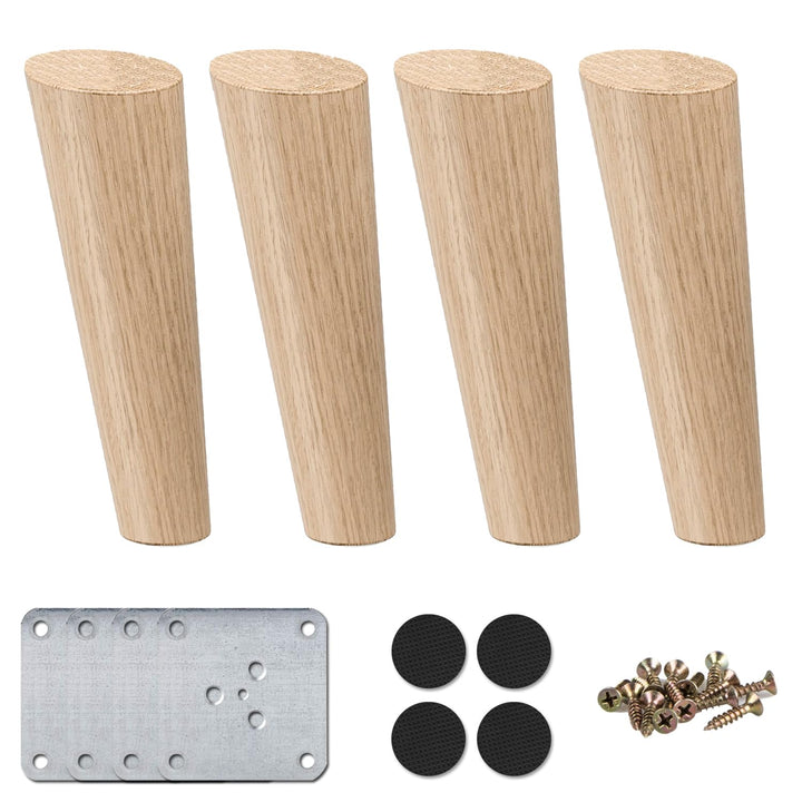 8cm Holz Tischbeine, La Vane 4 Stück Massivholz Schräg Konisch Ersatz Möbelfüsse Möbelbeine mit Mont