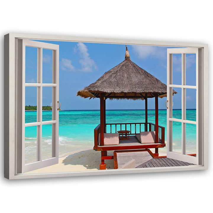 Feeby Wandbild Meer Druckbild Leinwandbild Fenster-Illusion mehrfarbig 90x60 cm Leinwandbild 90x60 c