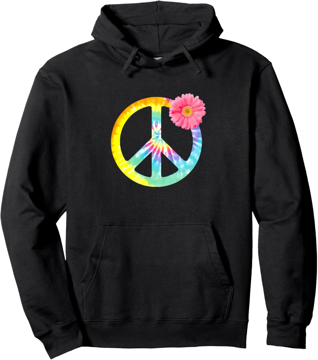 Boho Hippie Tie Dye Flower Peace Zeichen Pullover Hoodie