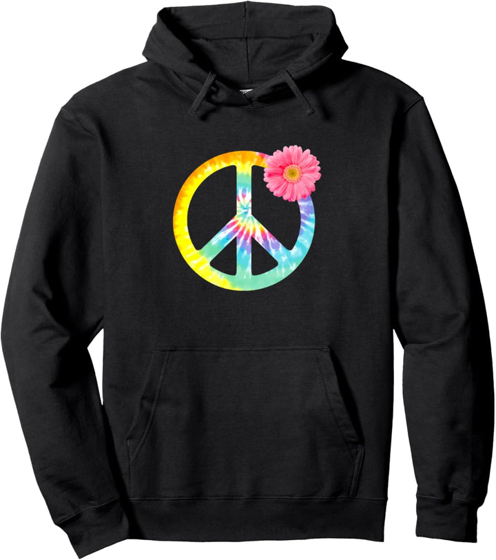 Boho Hippie Tie Dye Flower Peace Zeichen Pullover Hoodie