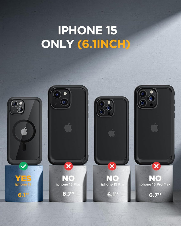 Miracase 360 Grad für iPhone 15 Hülle mit Magsafe, Eingebaut Glas Schutzfolie, Komplettschutz HandyH